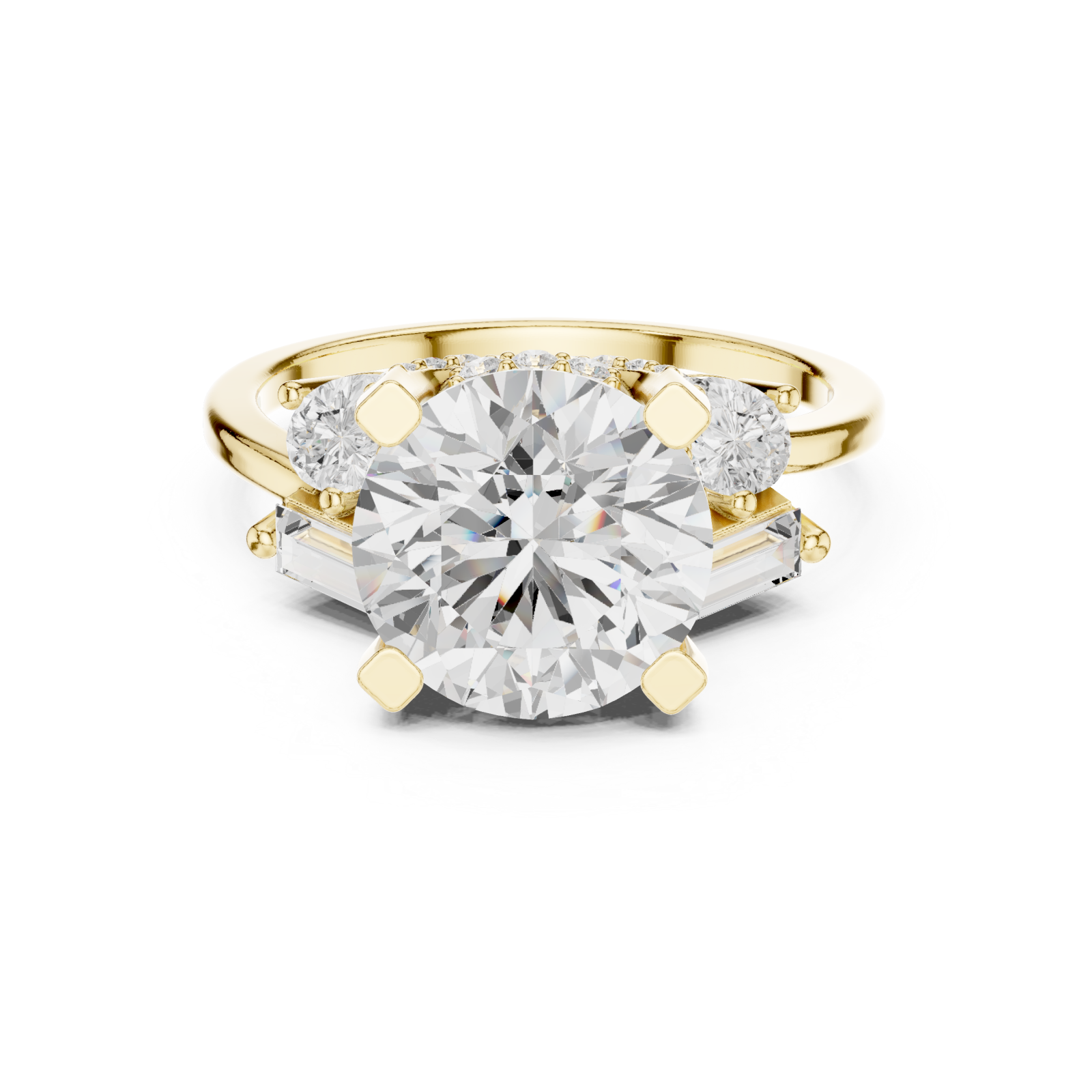  Gold Radiant Blossom Couture Band Ring Front View