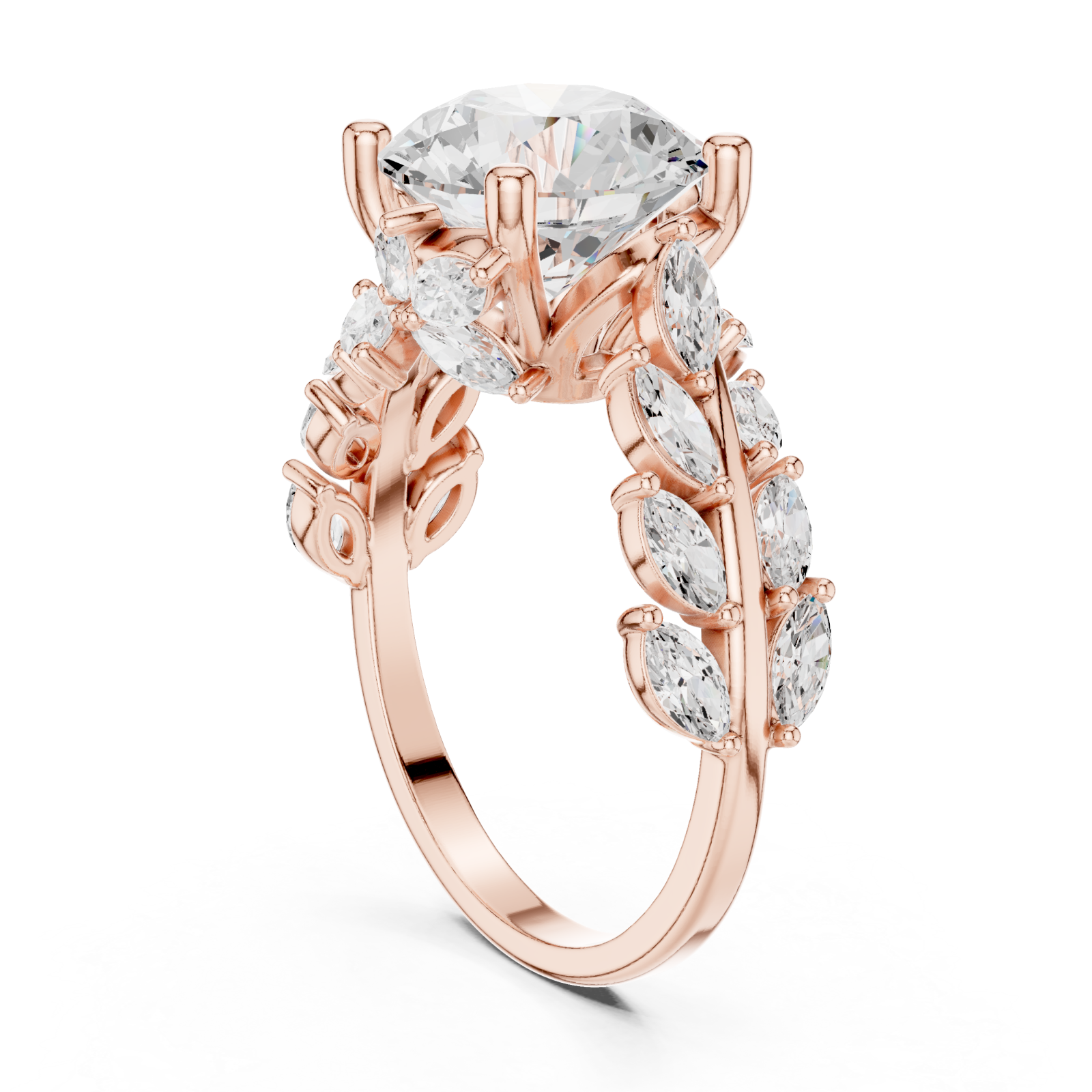  Rose Gold Willow Vine Sparkle Ring Left View