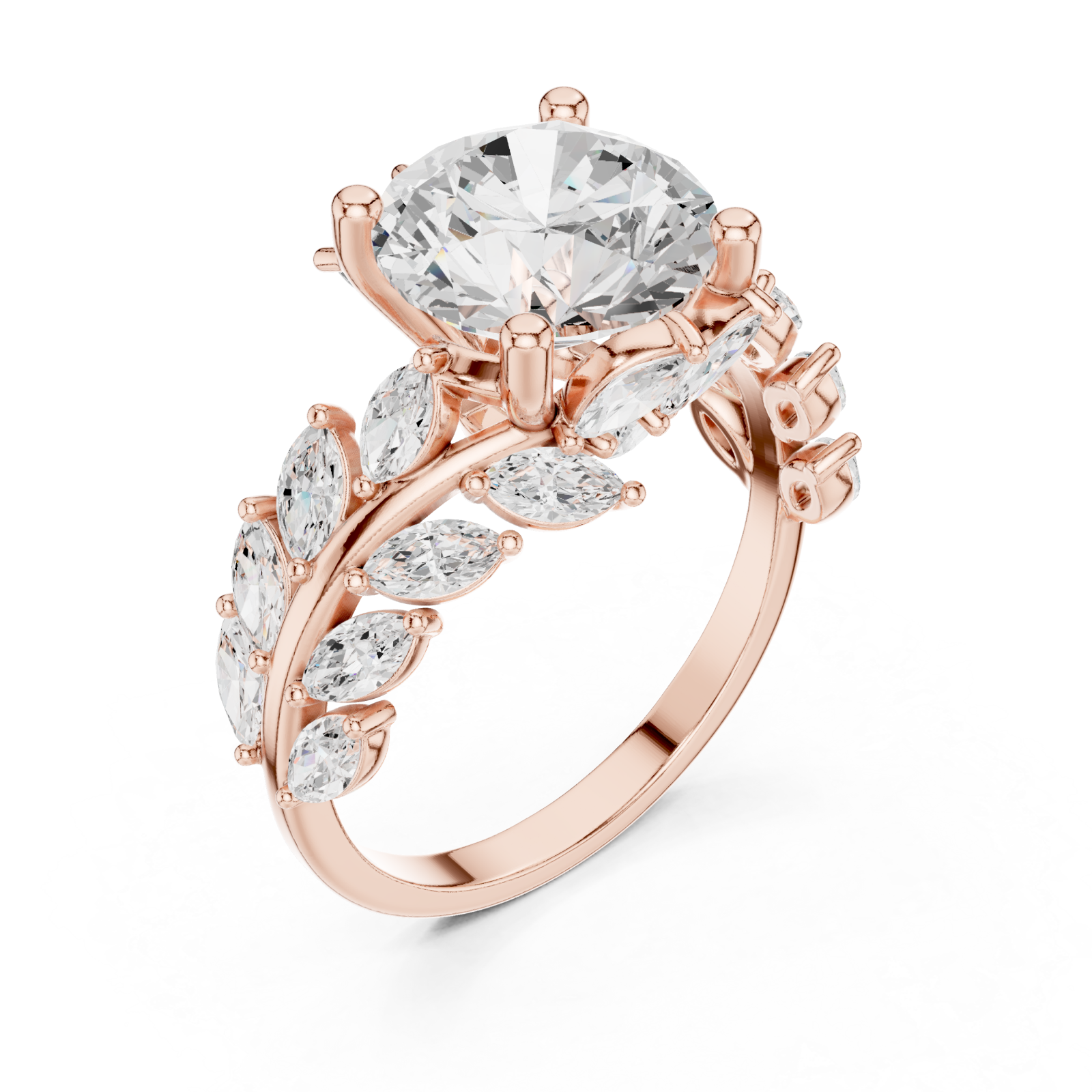  Rose Gold Willow Vine Sparkle Ring Right View