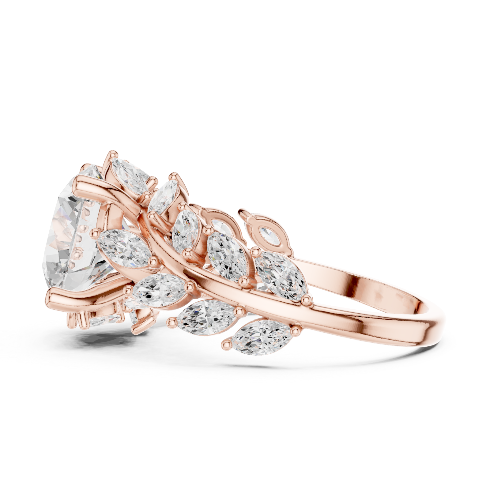  Rose Gold Willow Vine Sparkle Ring Side View