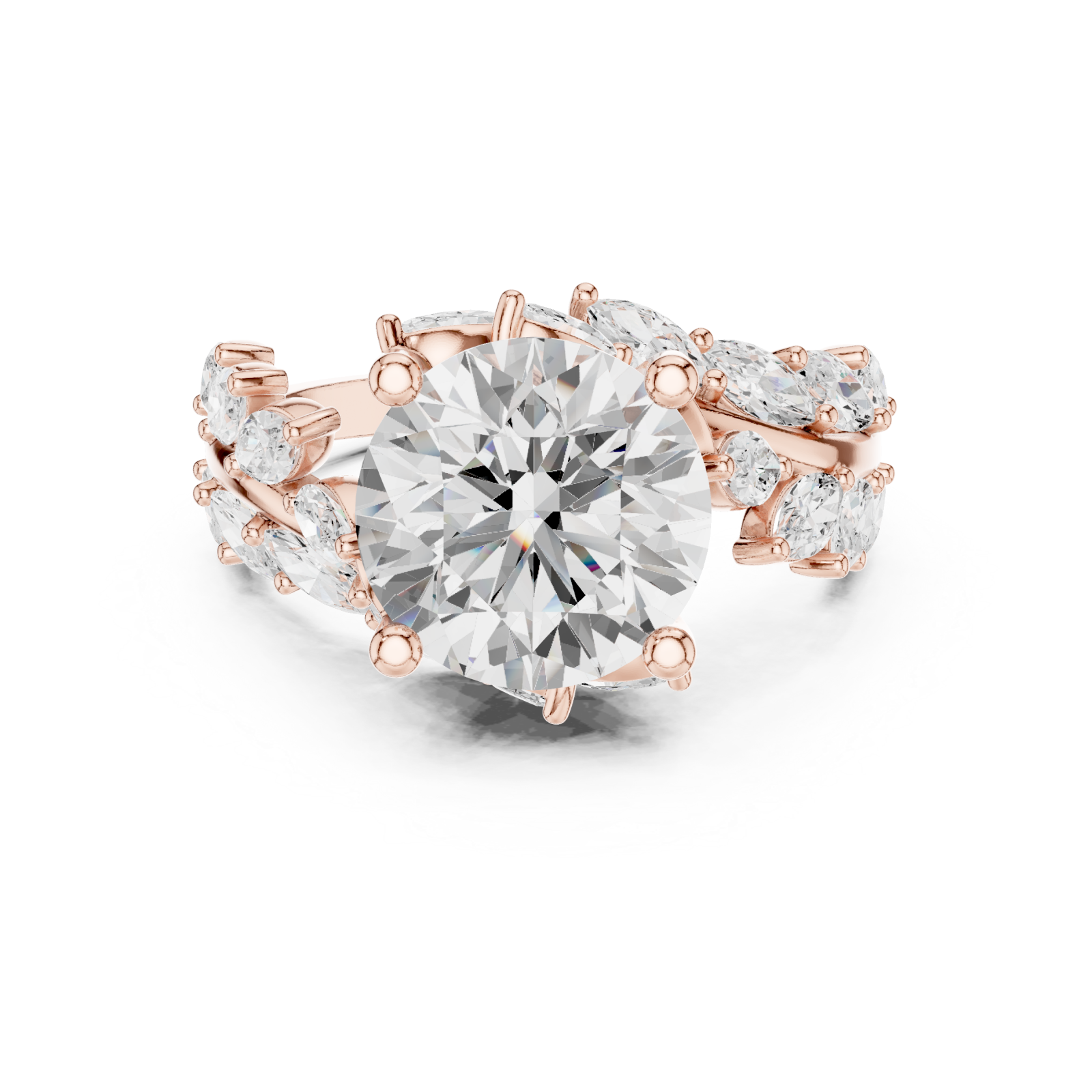  Rose Gold Willow Vine Sparkle Ring Front View