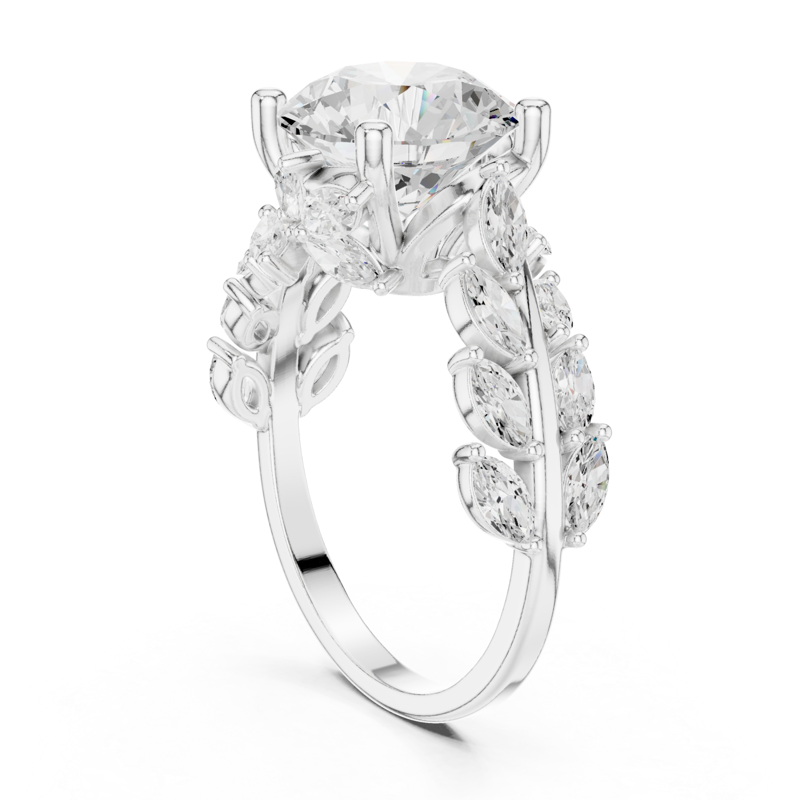  White Gold Willow Vine Sparkle Ring Left View