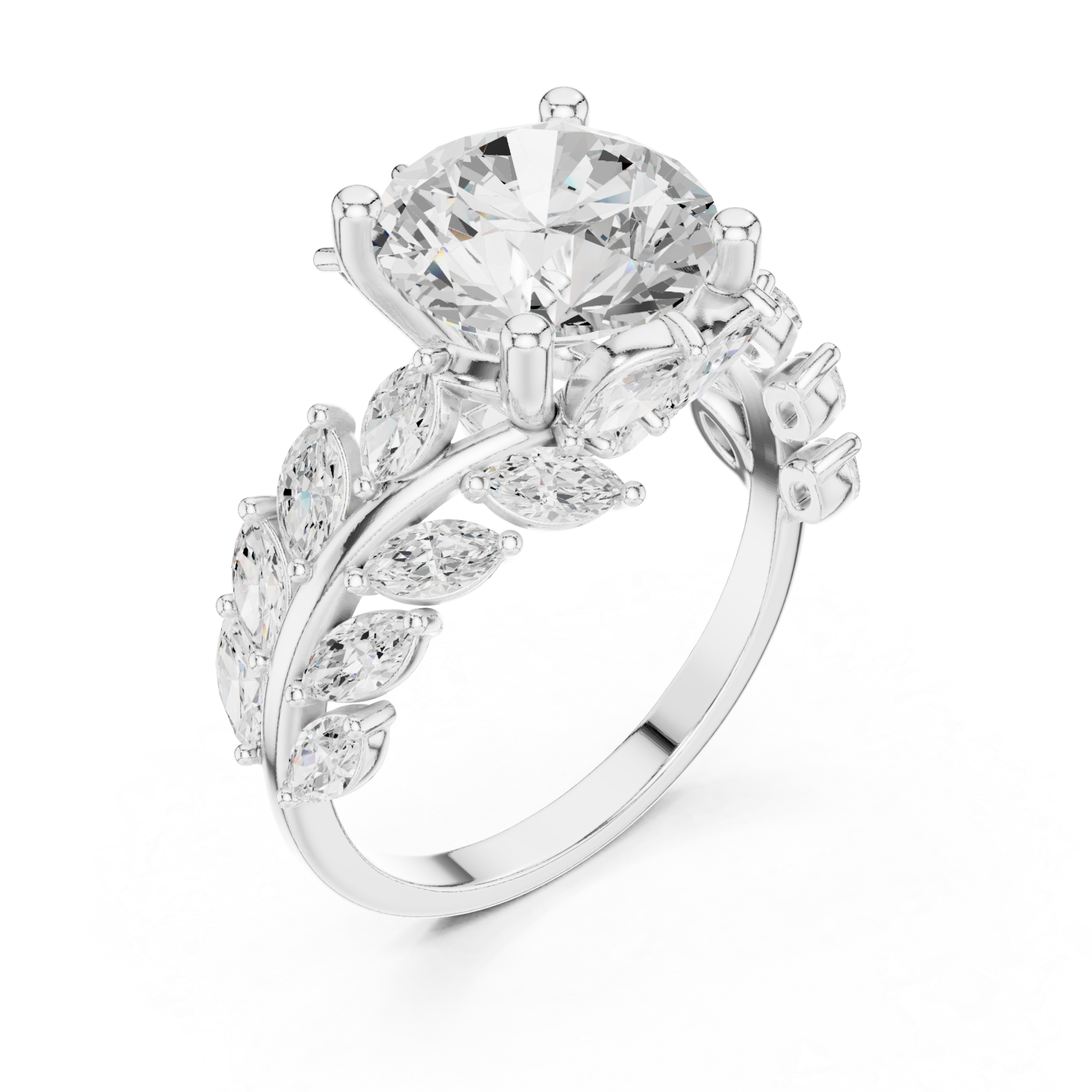  White Gold Willow Vine Sparkle Ring Right View