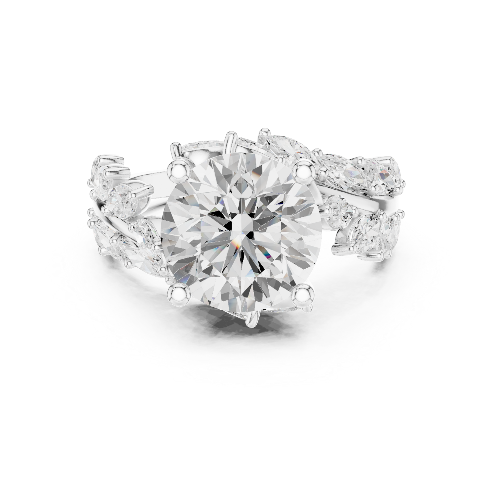  White Gold Willow Vine Sparkle Ring Front View
