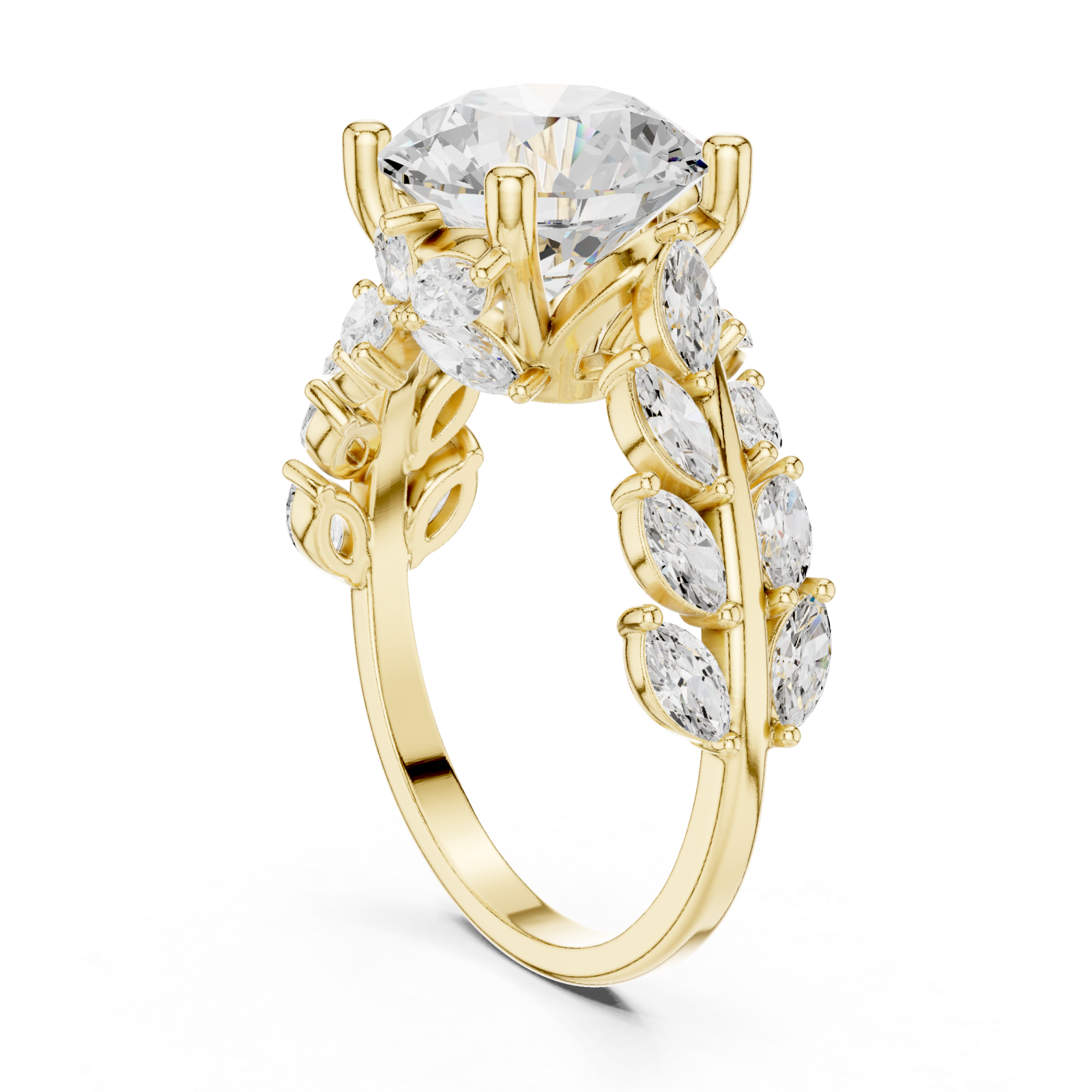  Gold Willow Vine Sparkle Ring Left View