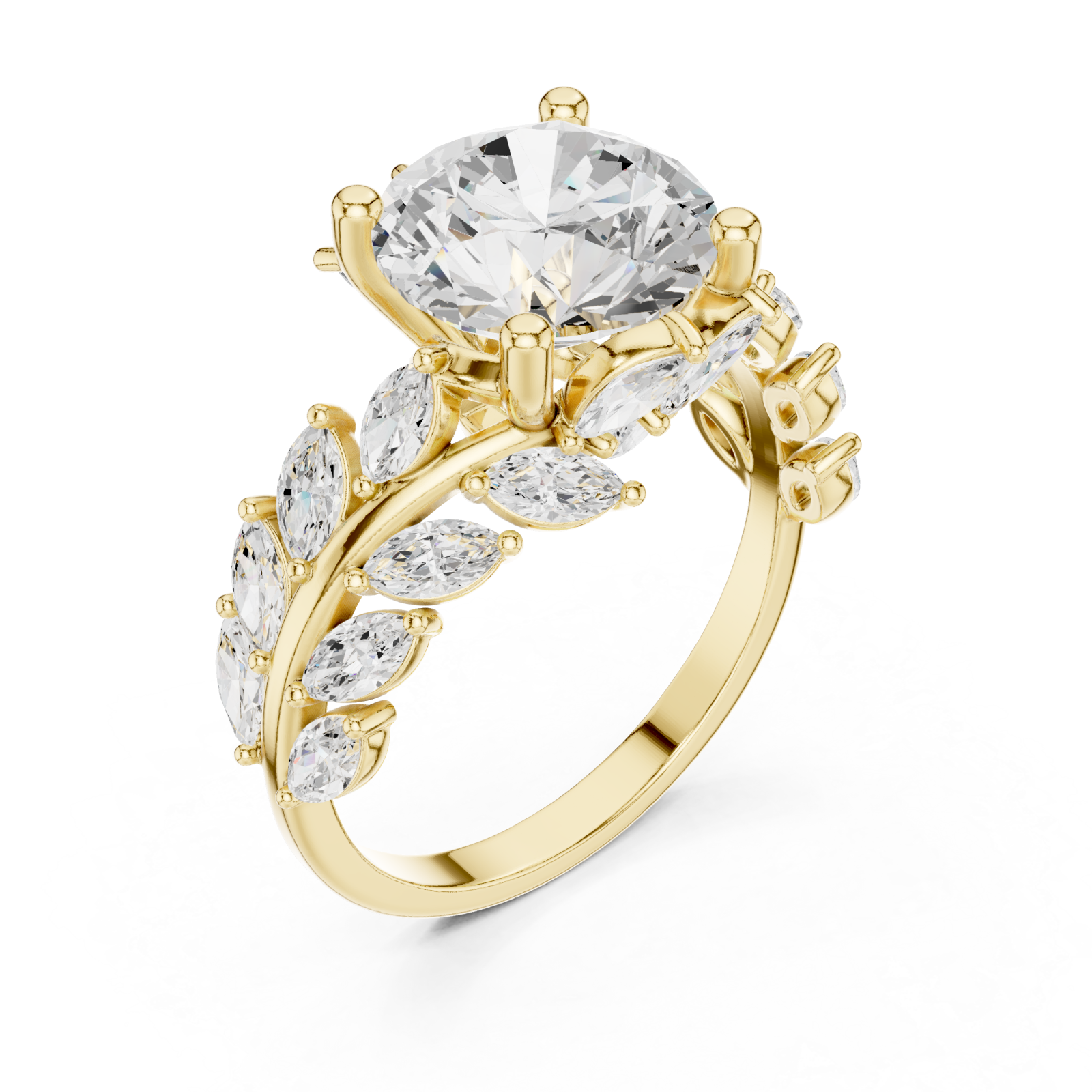 Gold Willow Vine Sparkle Ring Right View