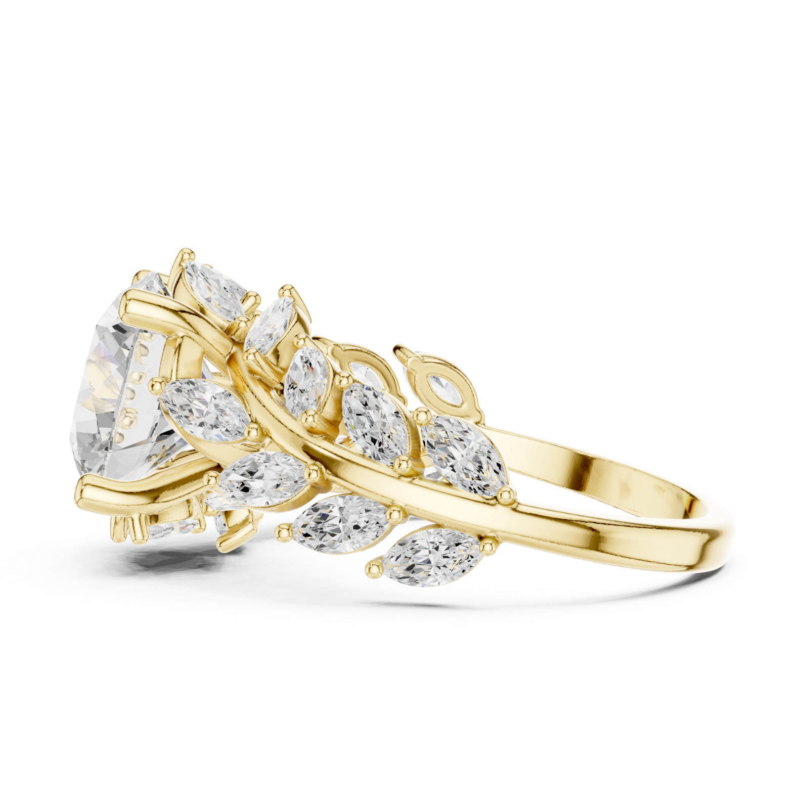  Gold Willow Vine Sparkle Ring Side View
