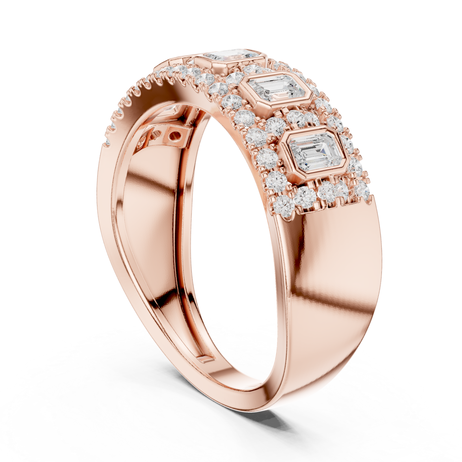  Rose Gold Regal Cascade Band Ring Left View