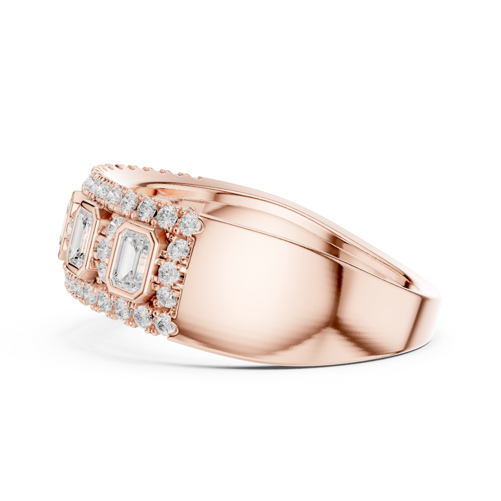  Rose Gold Regal Cascade Band Ring Side View