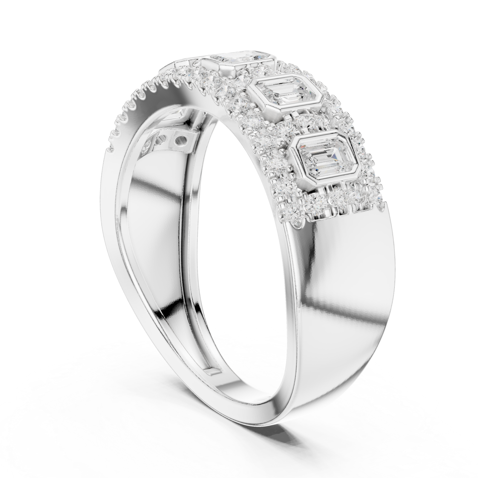  White Gold Regal Cascade Band Ring Left View