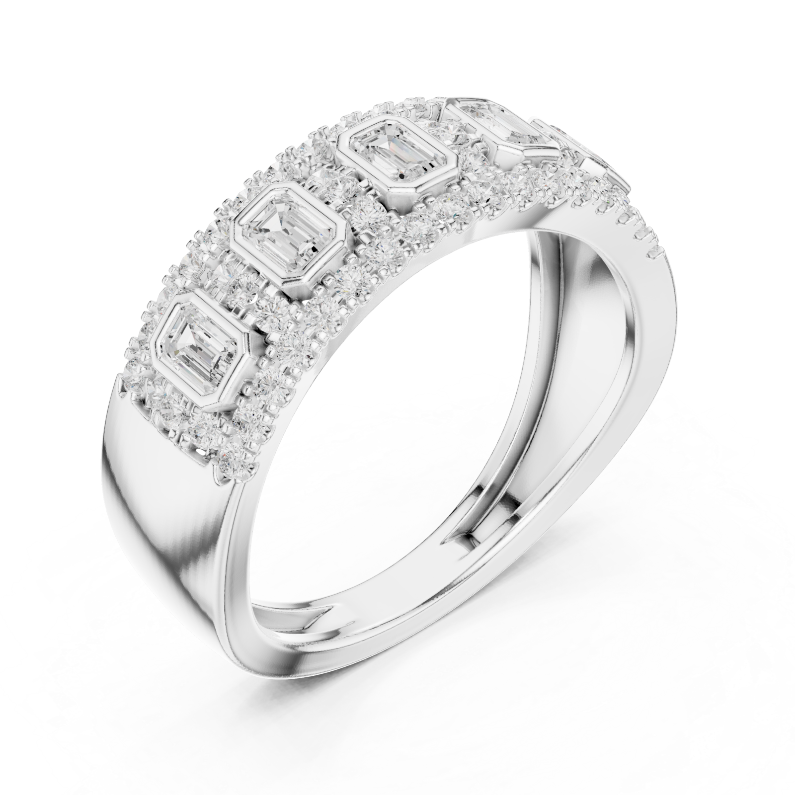  White Gold Regal Cascade Band Ring Right View