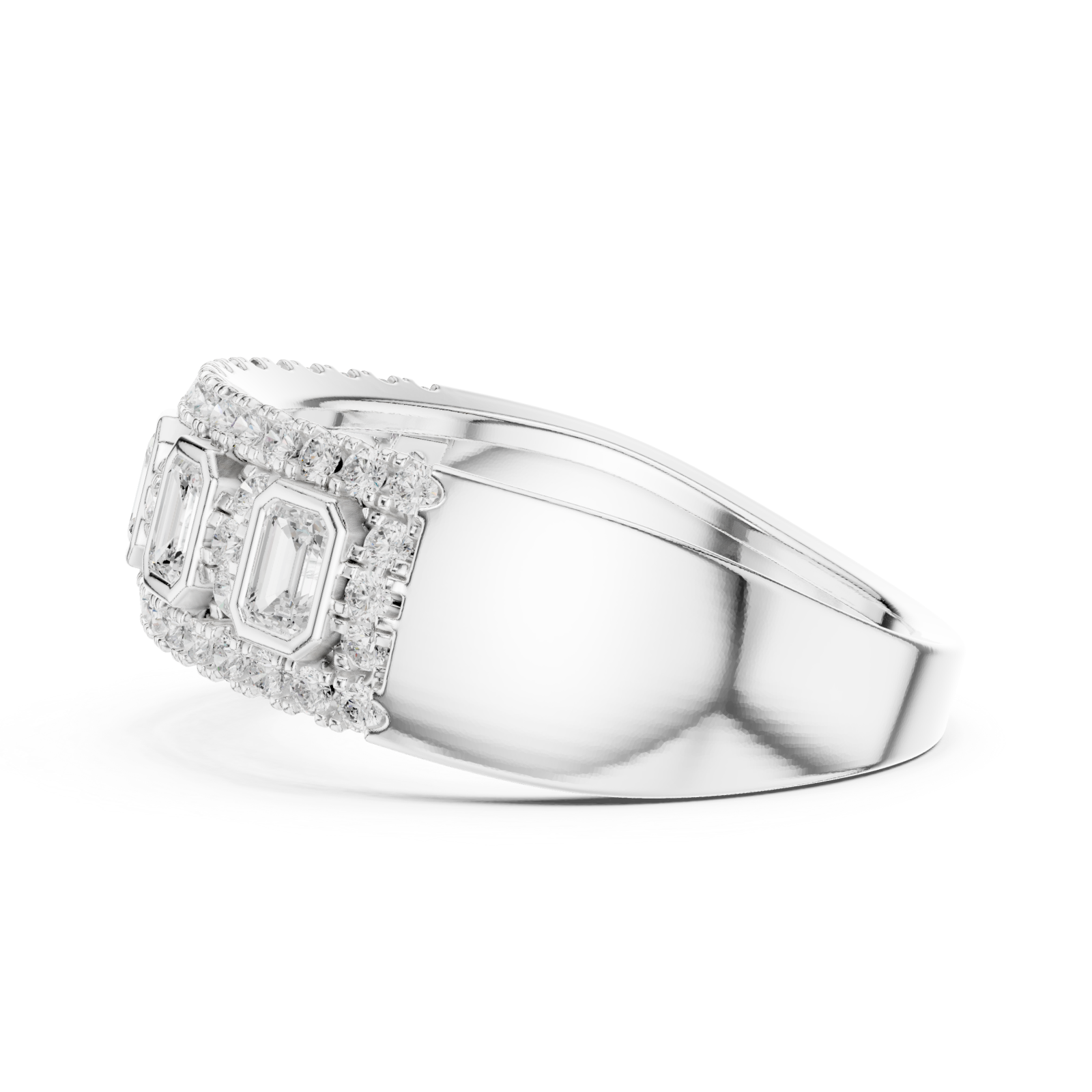  White Gold Regal Cascade Band Ring Side View
