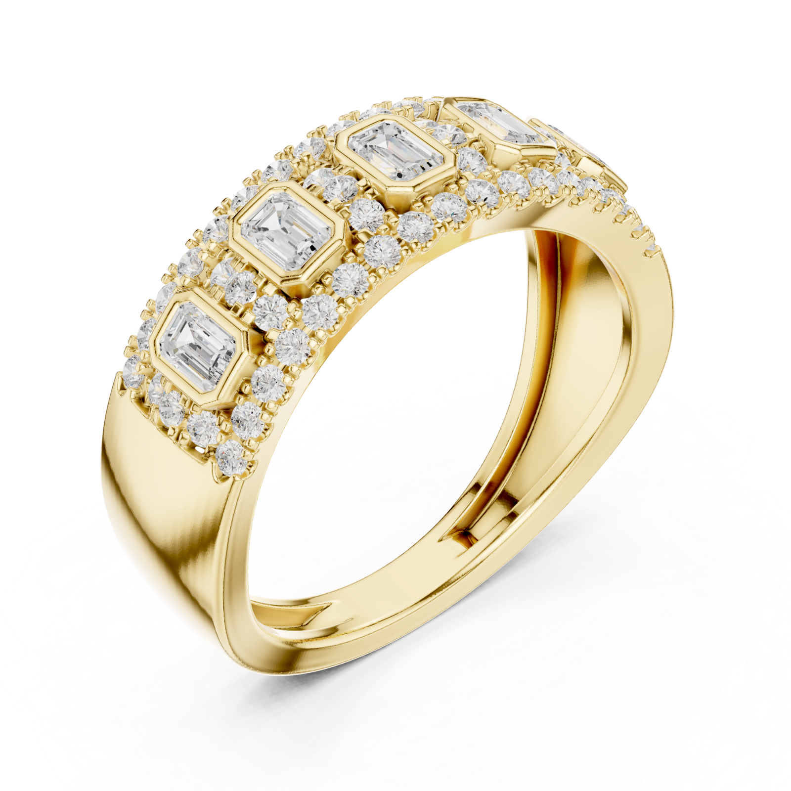 Gold Regal Cascade Band Ring Right View