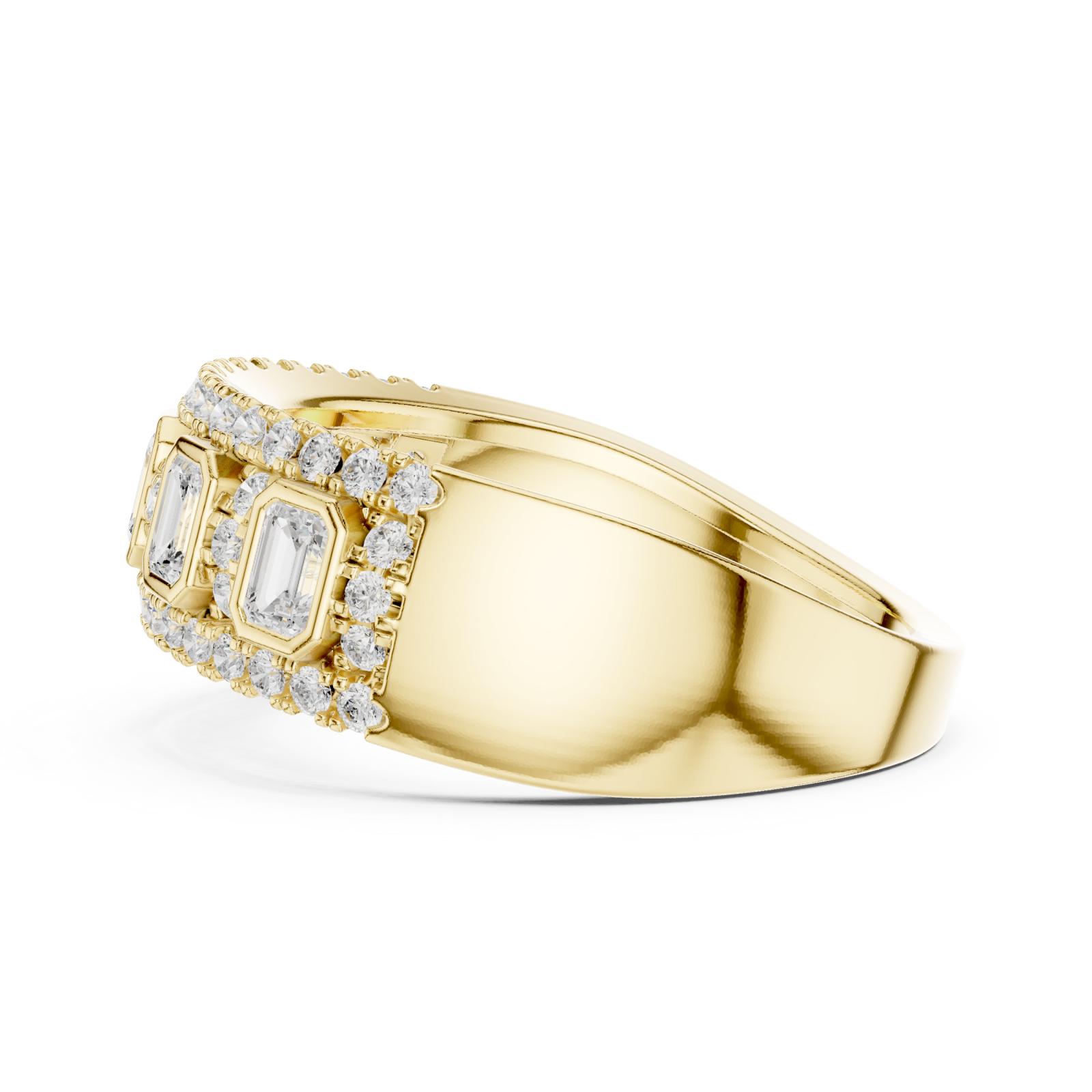  Gold Regal Cascade Band Ring Side View