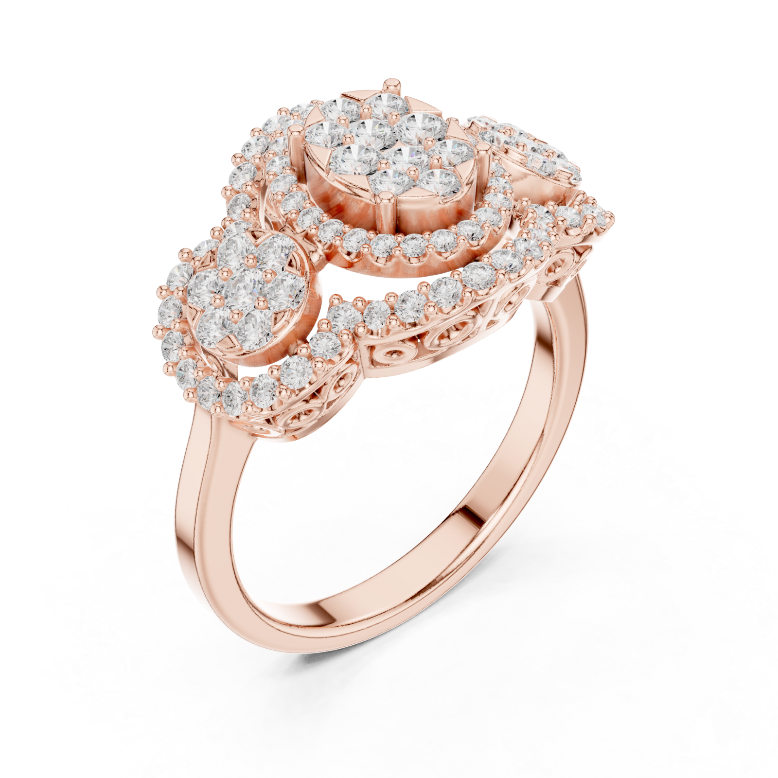  Rose Gold Majestic Petal Array Evening Ring Right View