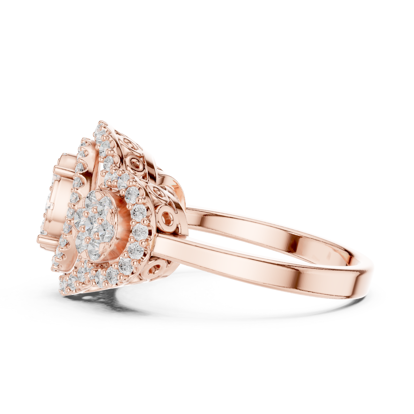  Rose Gold Majestic Petal Array Evening Ring Side View
