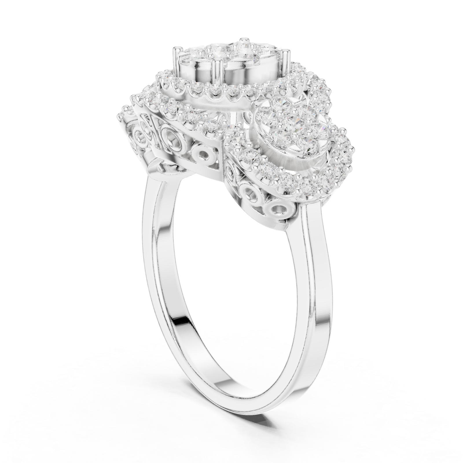  White Gold Majestic Petal Array Evening Ring Left View