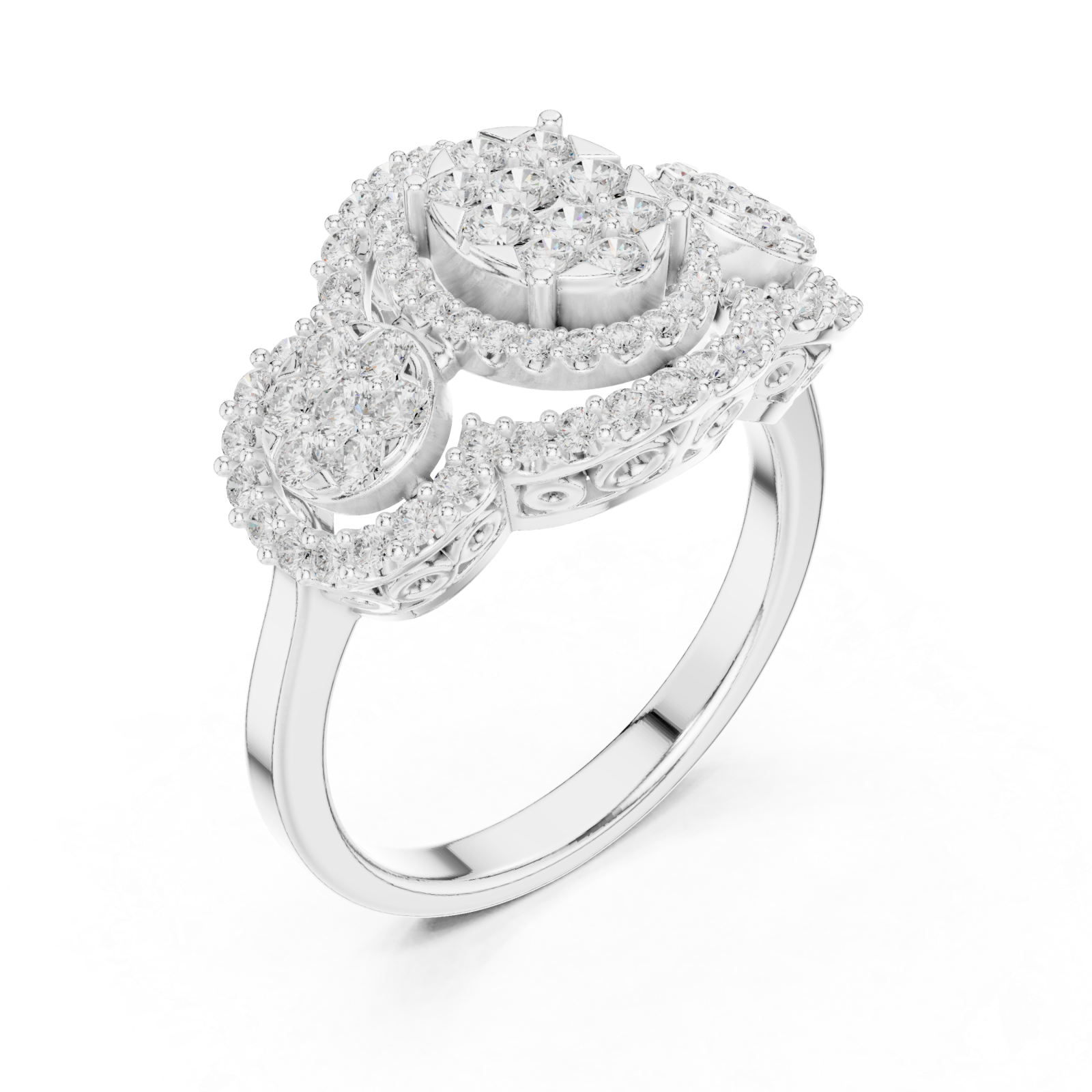  White Gold Majestic Petal Array Evening Ring Right View