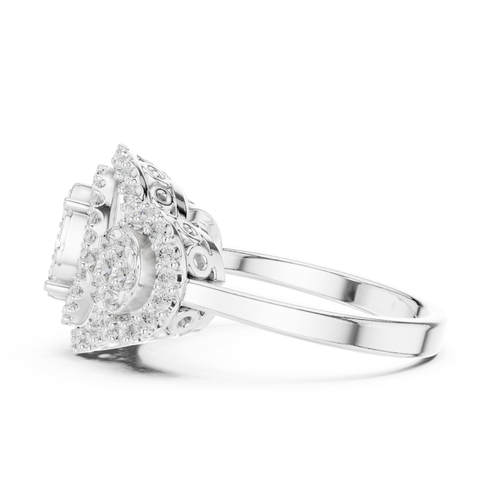  White Gold Majestic Petal Array Evening Ring Side View