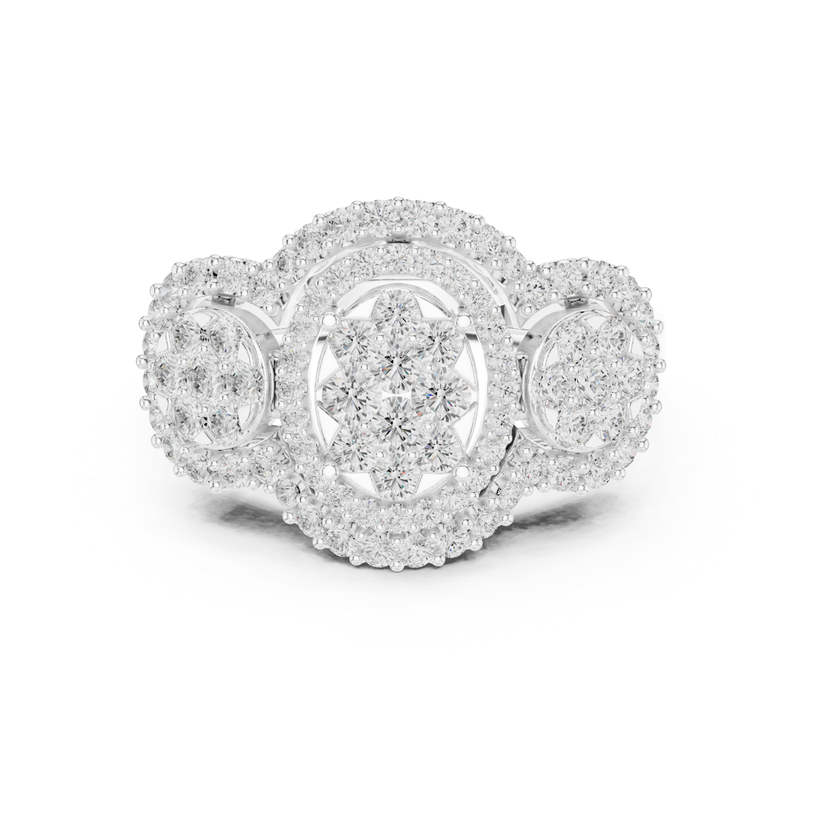  White Gold Majestic Petal Array Evening Ring Front View