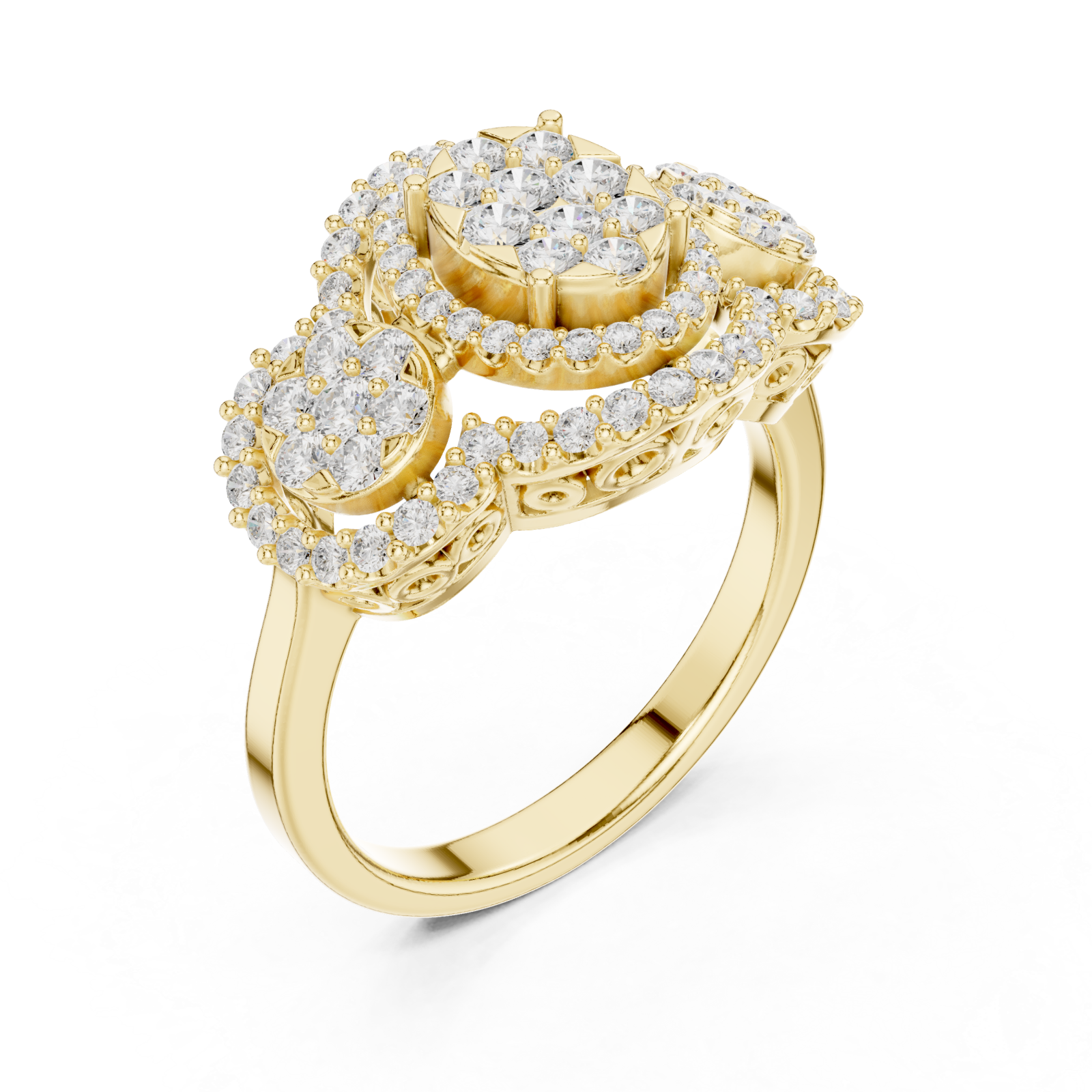 Gold Majestic Petal Array Evening Ring Right View