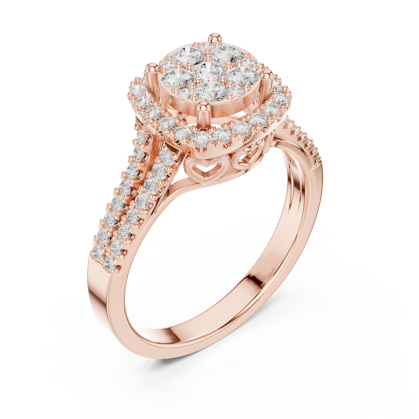  Rose Gold Celestial Embrace Petal Crown Solitaire Ring Right View