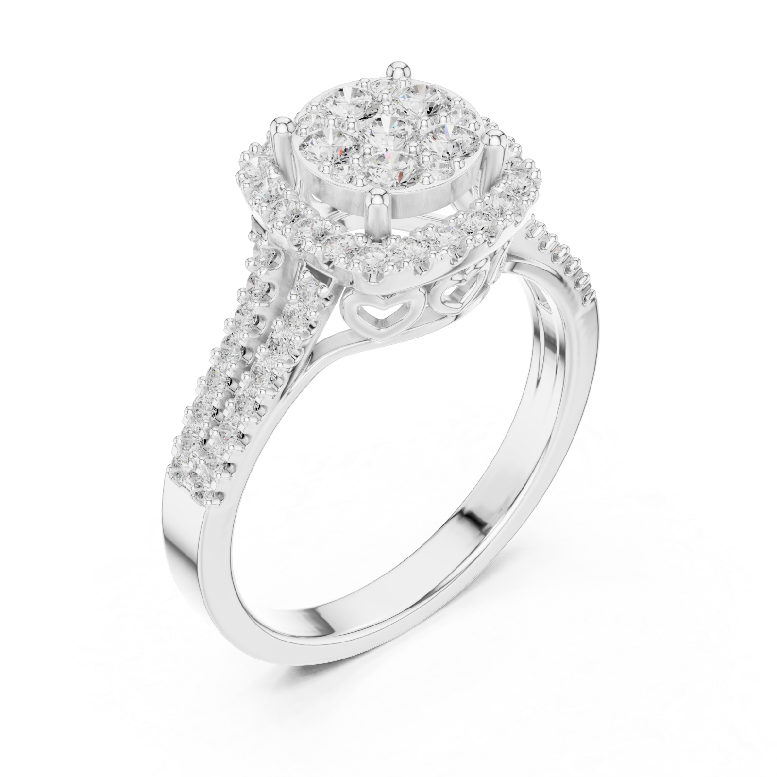  White Gold Celestial Embrace Petal Crown Solitaire Ring Right View