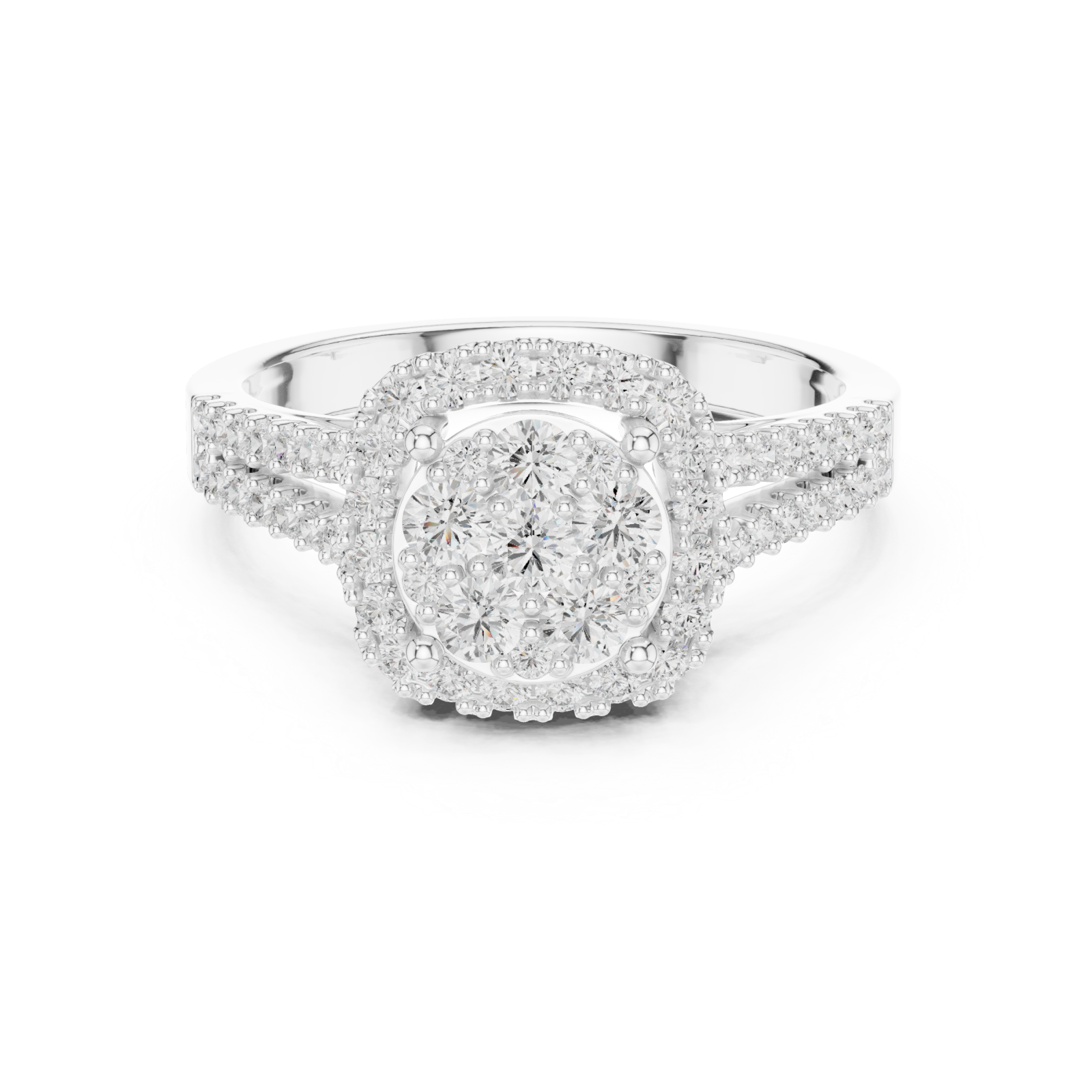  White Gold Celestial Embrace Petal Crown Solitaire Ring Front View
