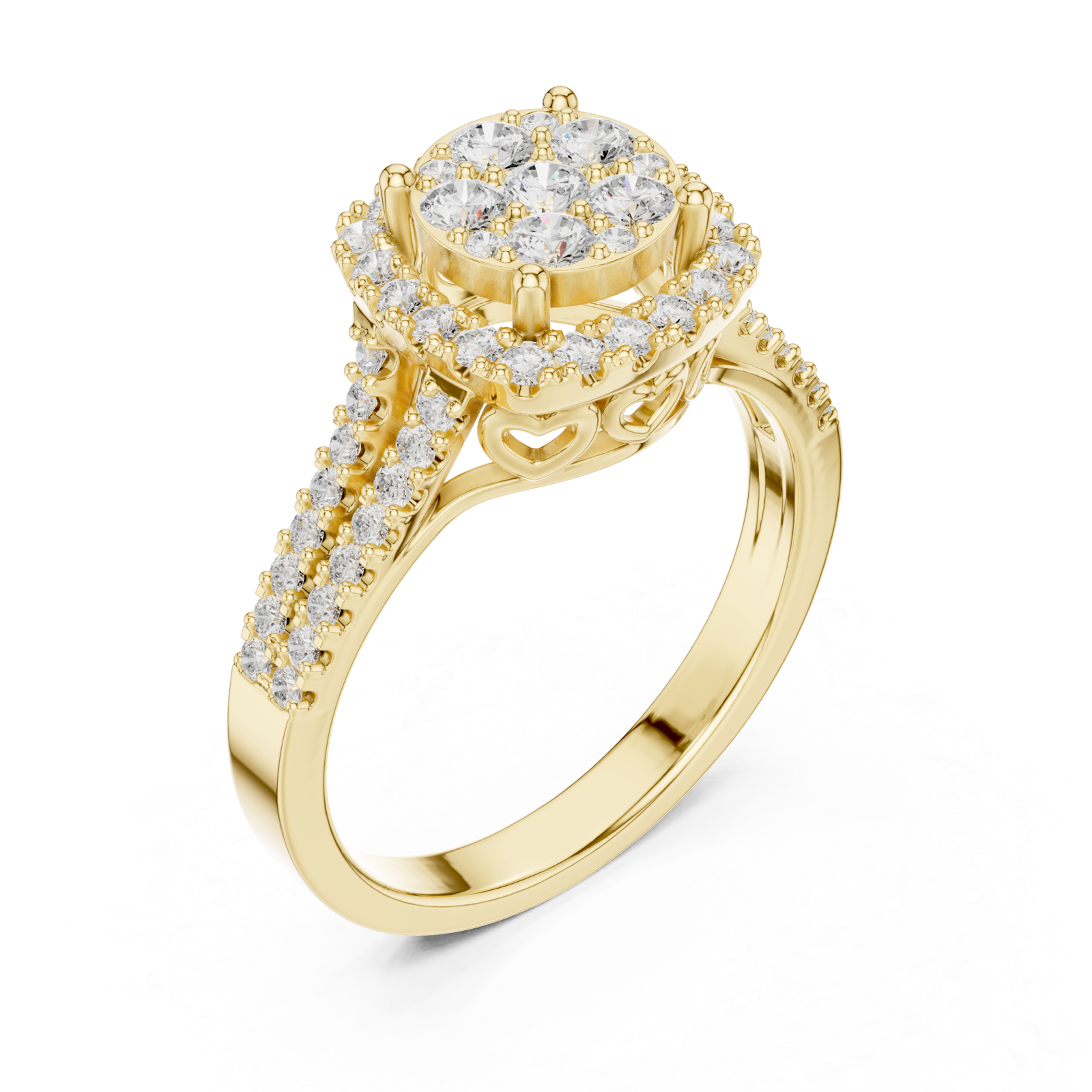 Gold Celestial Embrace Petal Crown Solitaire Ring Right View