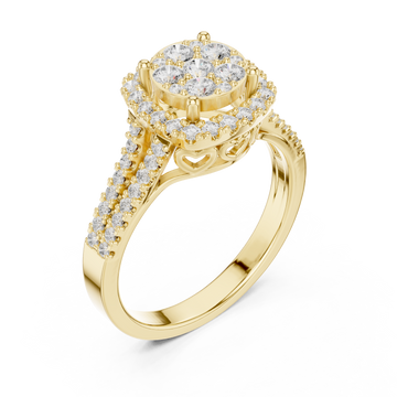 Gold Celestial Embrace Petal Crown Solitaire Ring Right View
