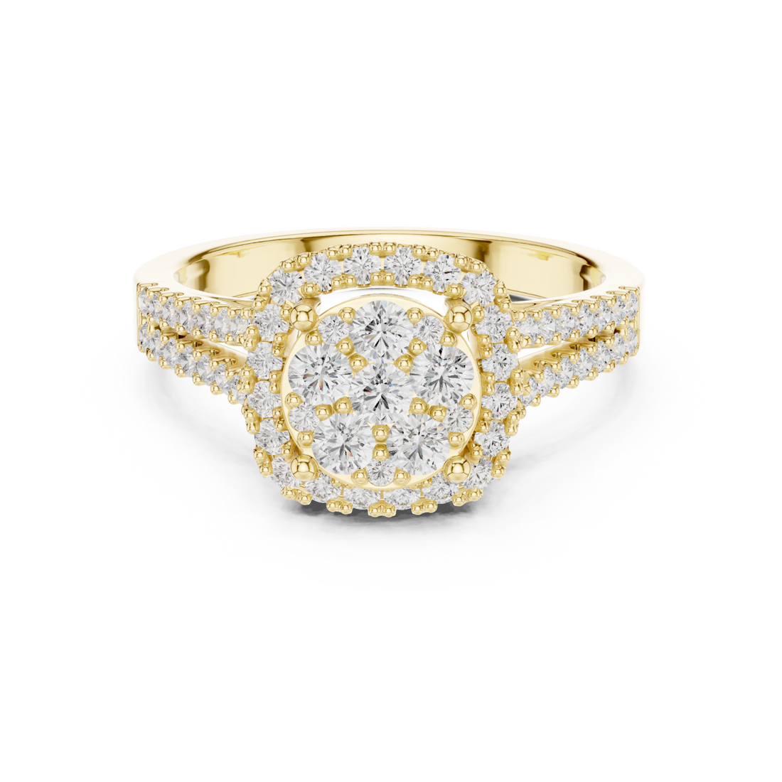 Gold Celestial Embrace Petal Crown Solitaire Ring Right View
