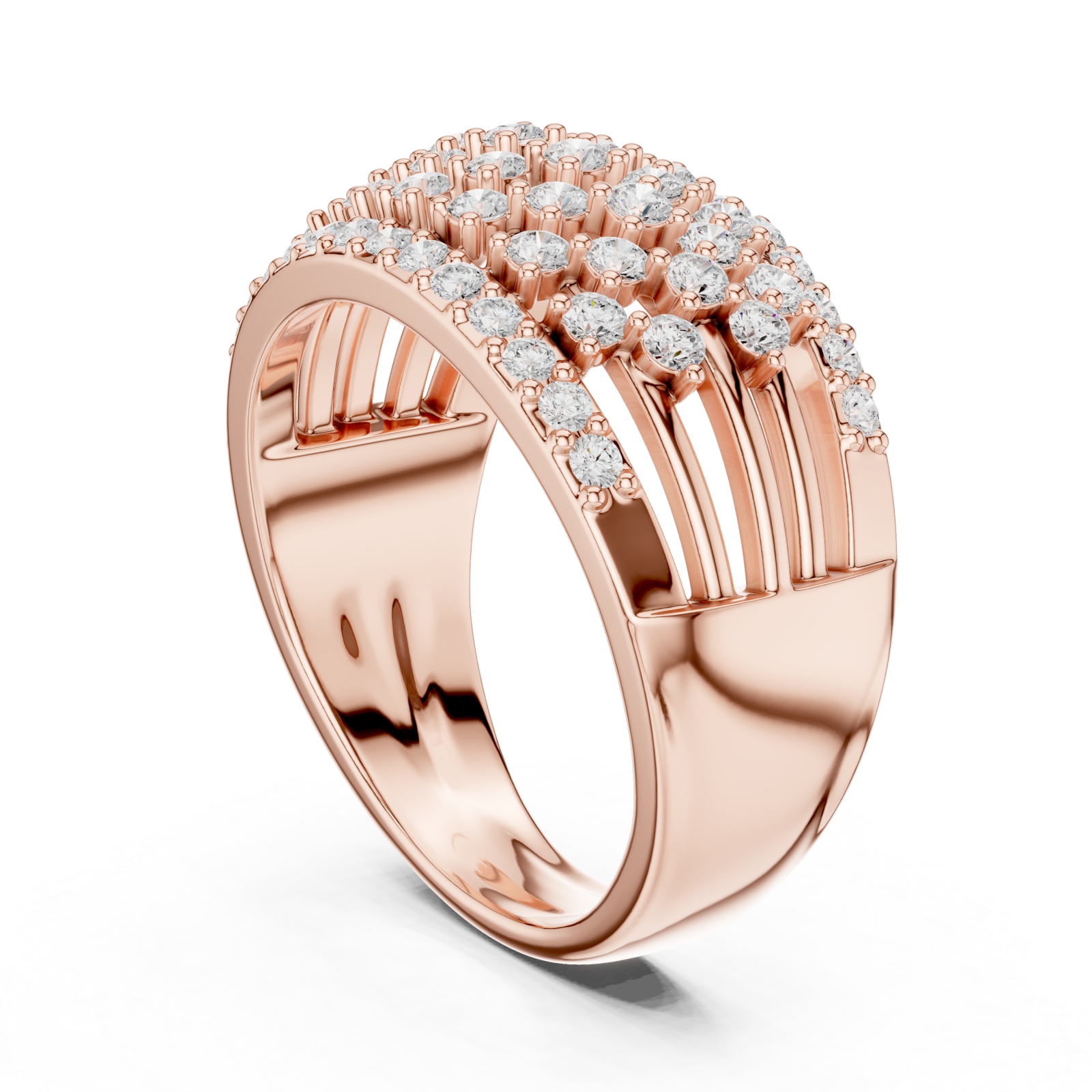 Rose Gold Grand Pavilion Curved Crown Ring Left View