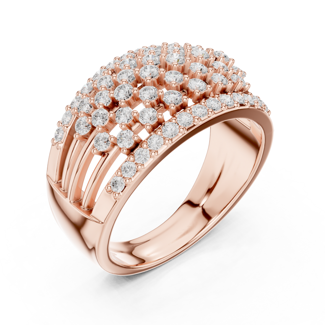  Rose Gold Grand Pavilion Curved Crown Ring Right View