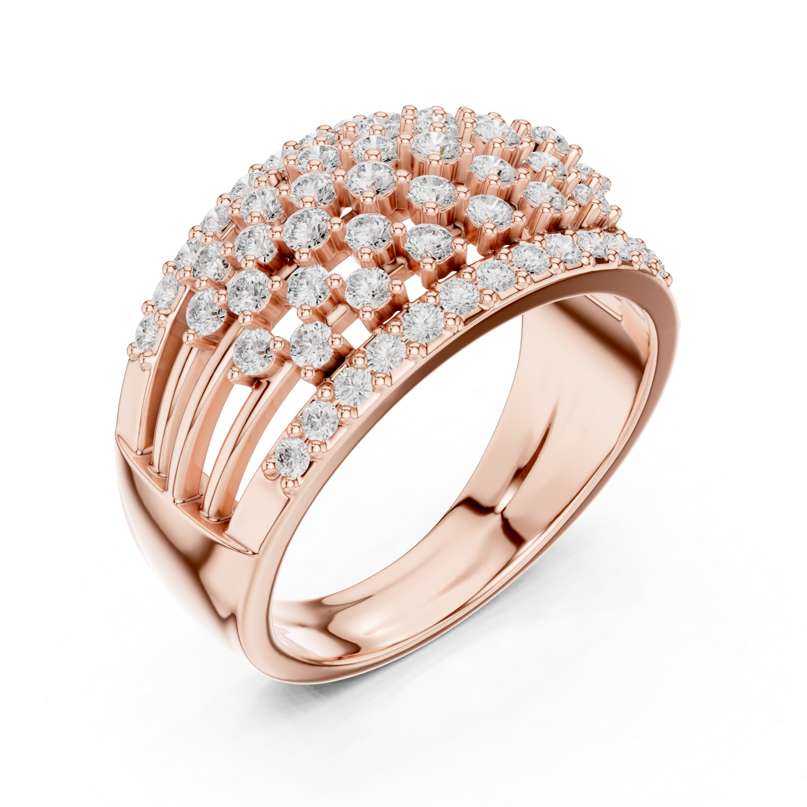  Rose Gold Grand Pavilion Curved Crown Ring Right View