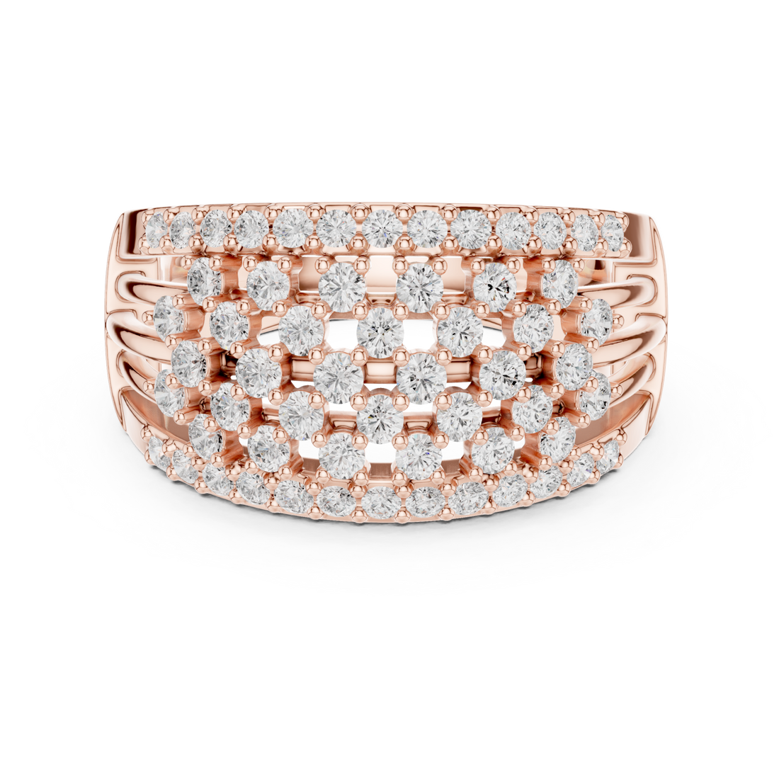  Rose Gold Grand Pavilion Curved Crown Ring Right View