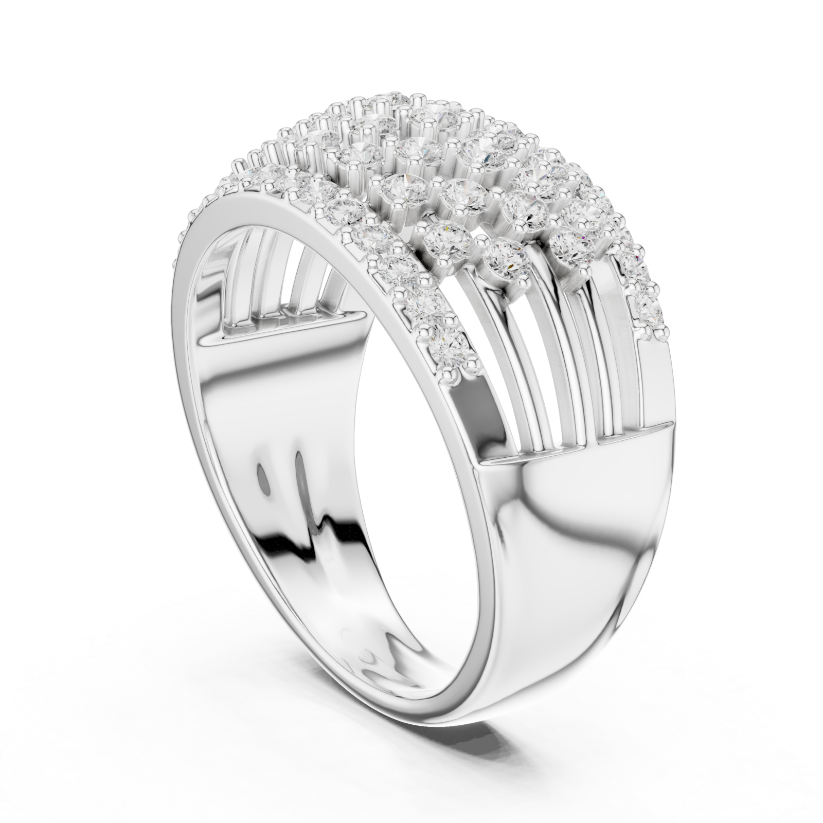  White Gold Grand Pavilion Curved Crown Ring Left View
