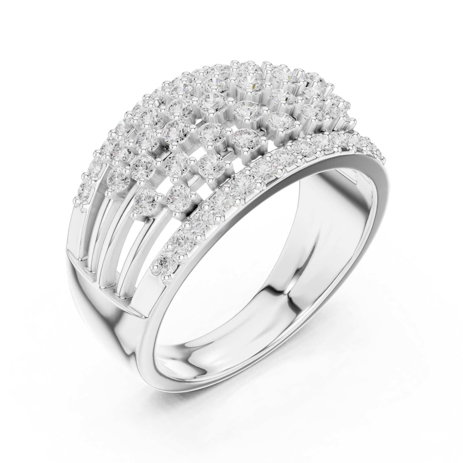  White Gold Grand Pavilion Curved Crown Ring Right View
