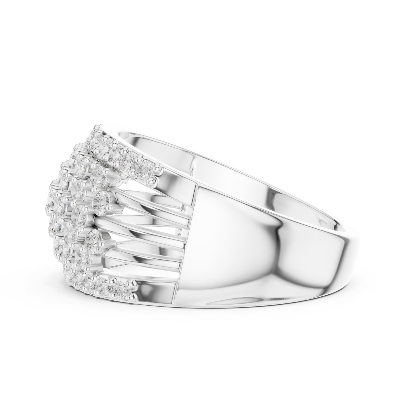  White Gold Grand Pavilion Curved Crown Ring Side View