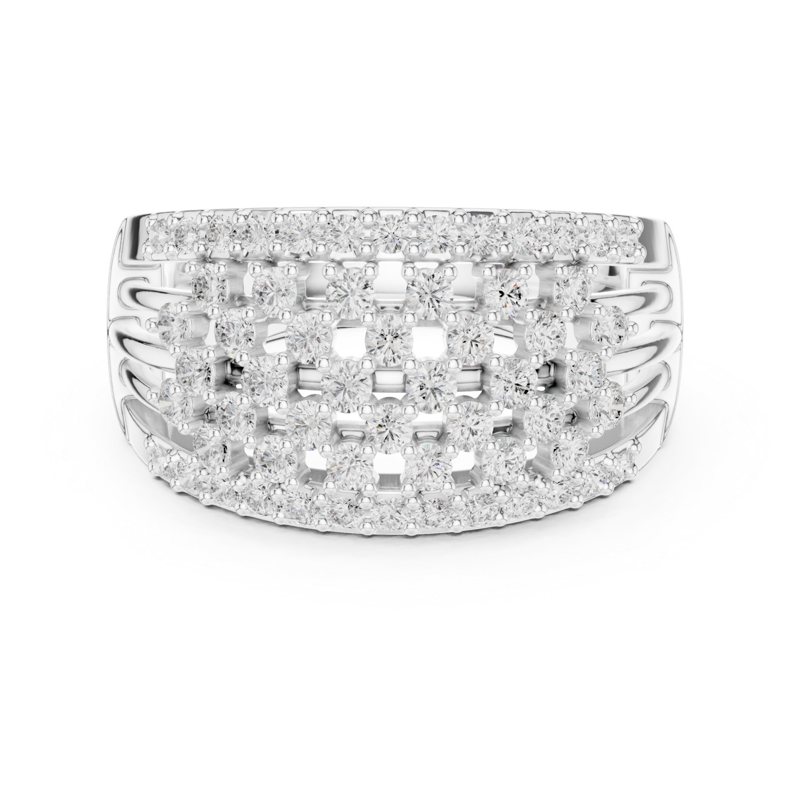  White Gold Grand Pavilion Curved Crown Ring Front View