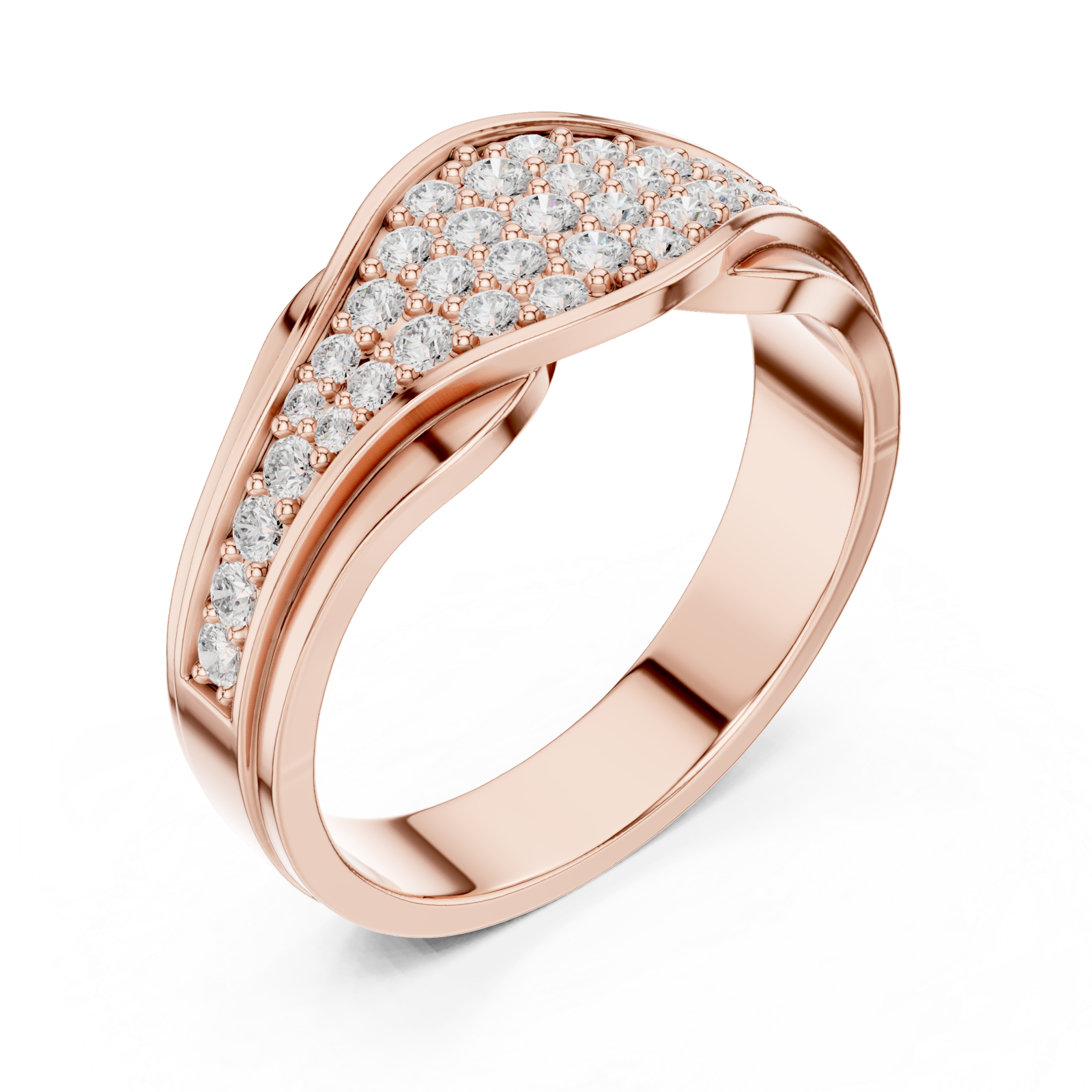  Rose Gold Shimmer Wave Dual Band Ring Right View
