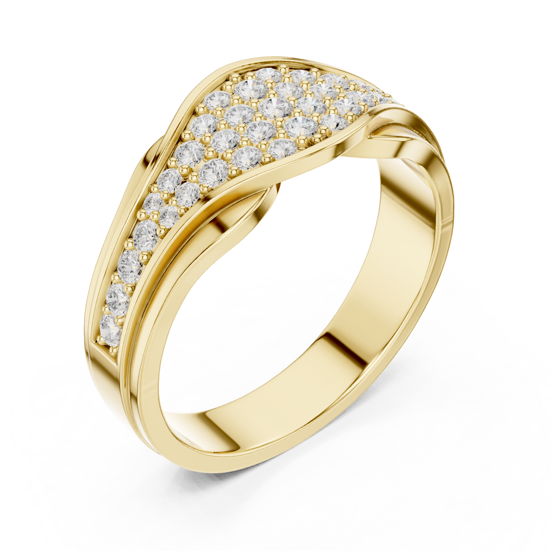 Gold Shimmer Wave Dual Band Ring Right View