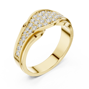 Gold Shimmer Wave Dual Band Ring Right View