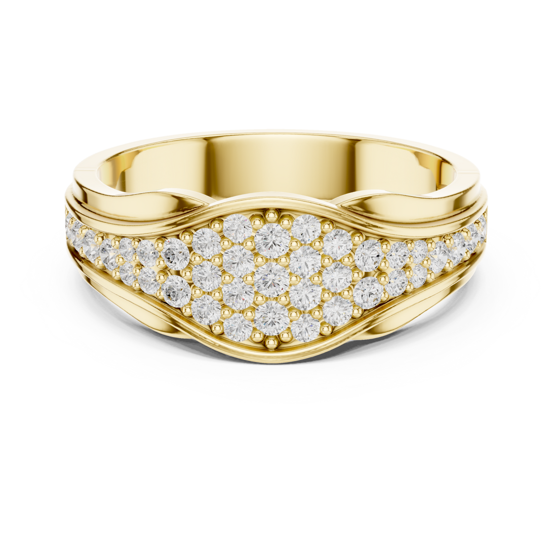 Gold Shimmer Wave Dual Band Ring Right View