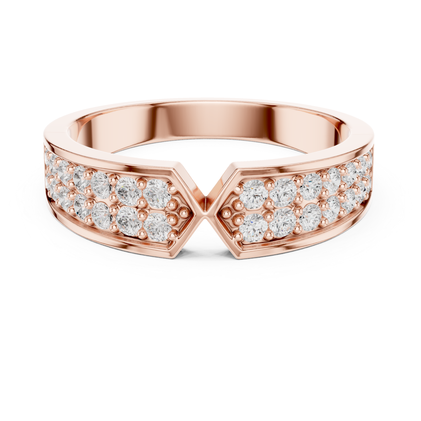  Rose Gold Infinite Cascade Luxe Band Ring Front View