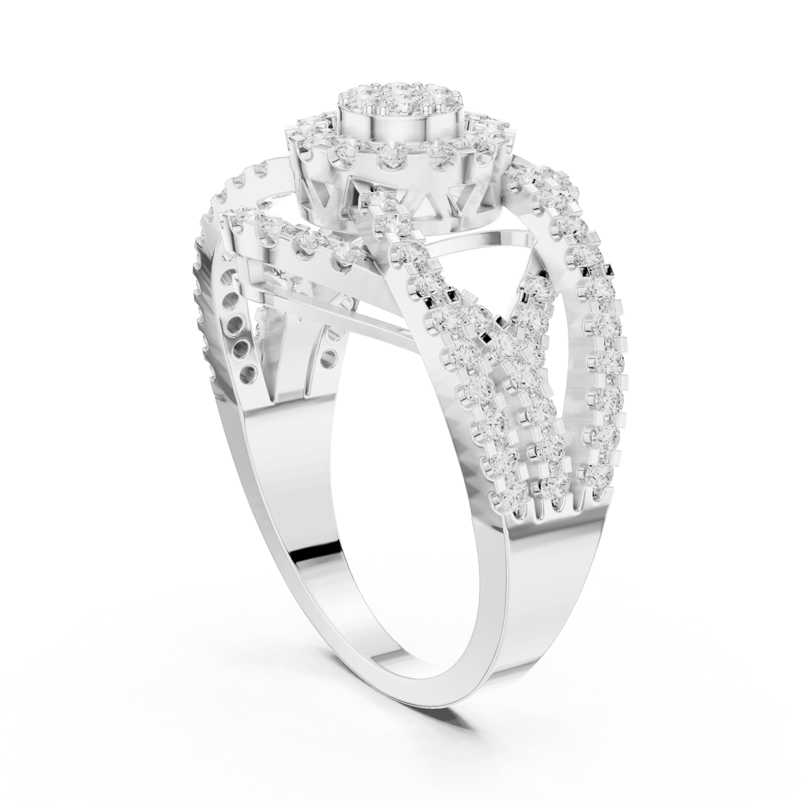  White Gold Celestial Blossom Cluster Gallery Band Left View