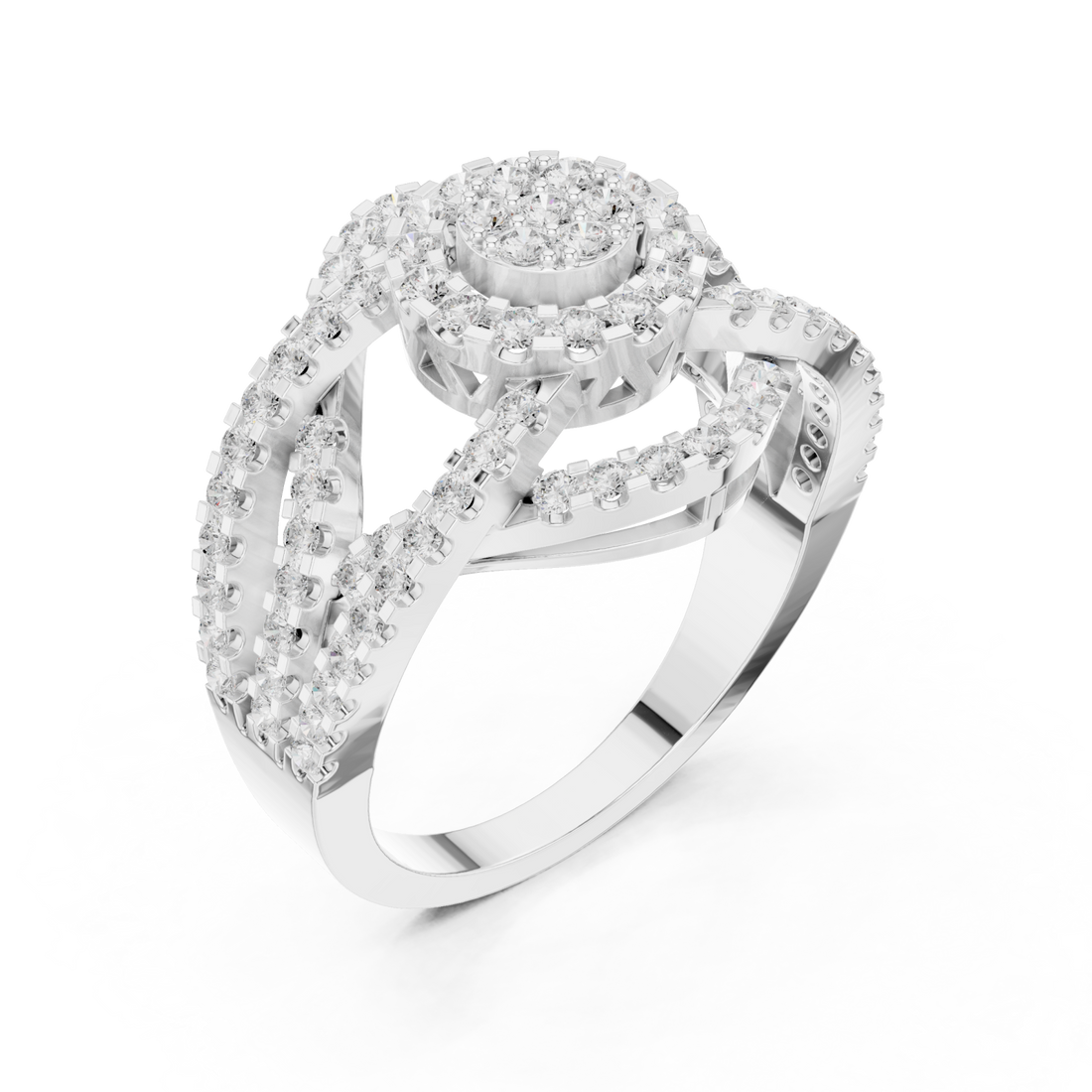 White Gold Celestial Blossom Cluster Gallery Band Right View