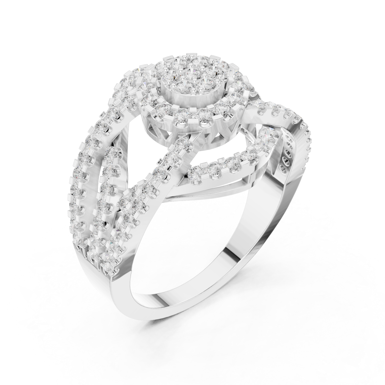  White Gold Celestial Blossom Cluster Gallery Band Right View