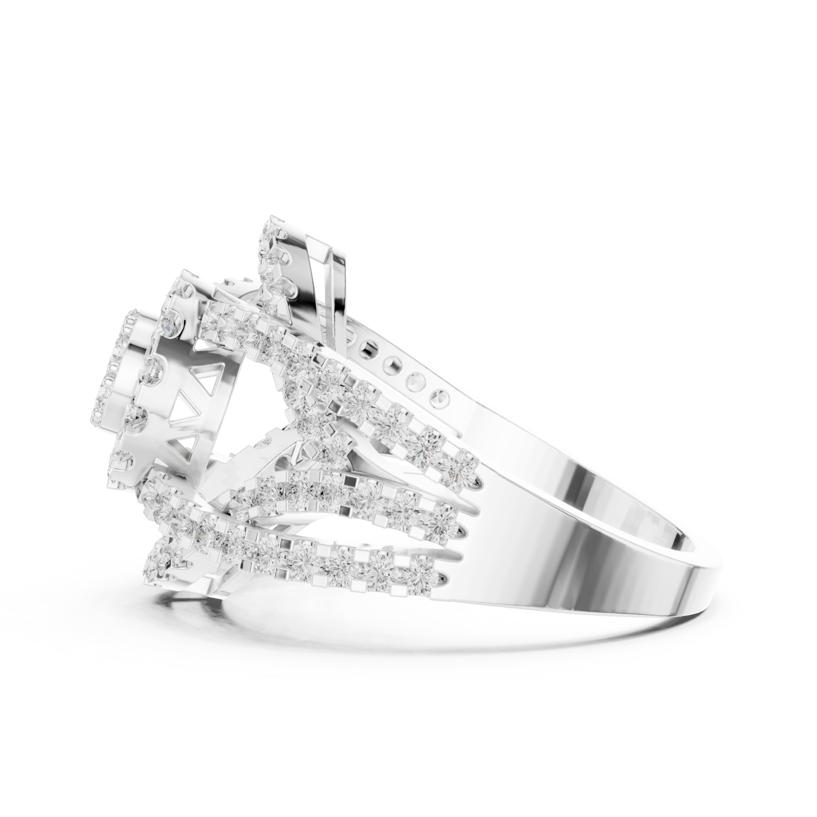  White Gold Celestial Blossom Cluster Gallery Band Side View