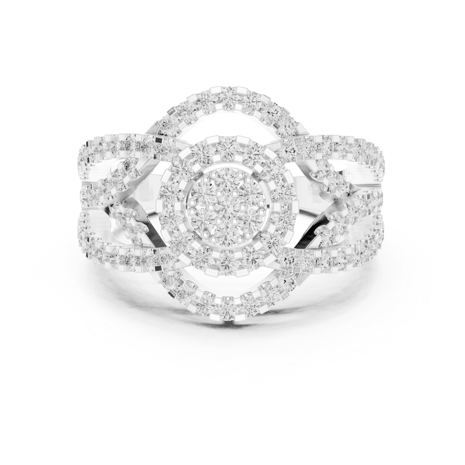  White Gold Celestial Blossom Cluster Gallery Band Front View