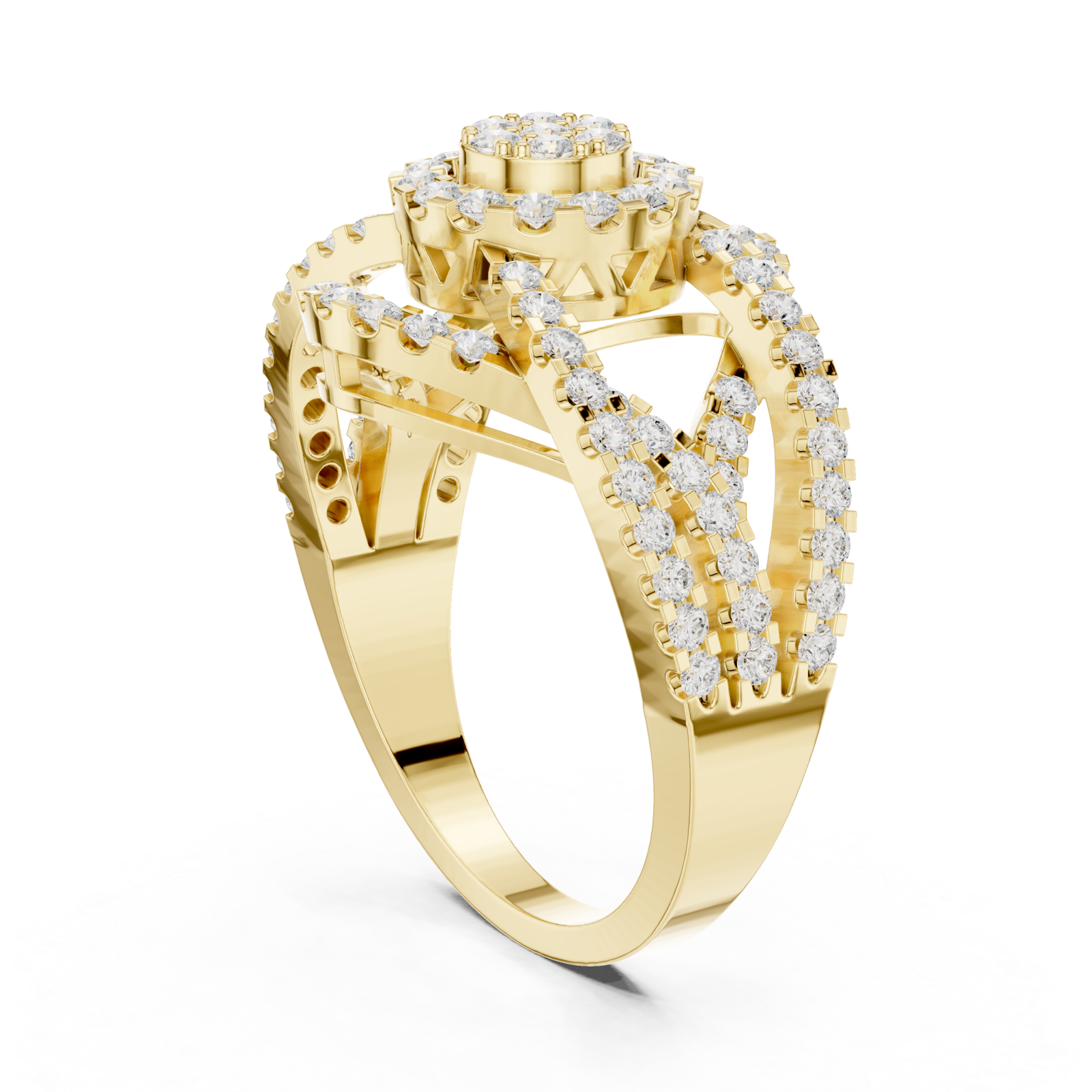  Gold Celestial Blossom Cluster Gallery Band Left View